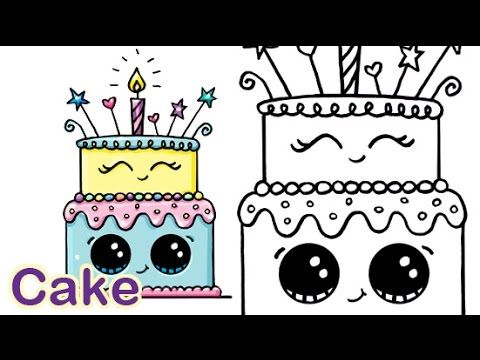 480x360 How To Draw A Cartoon Birthday Celebration Cake Cute And Easy