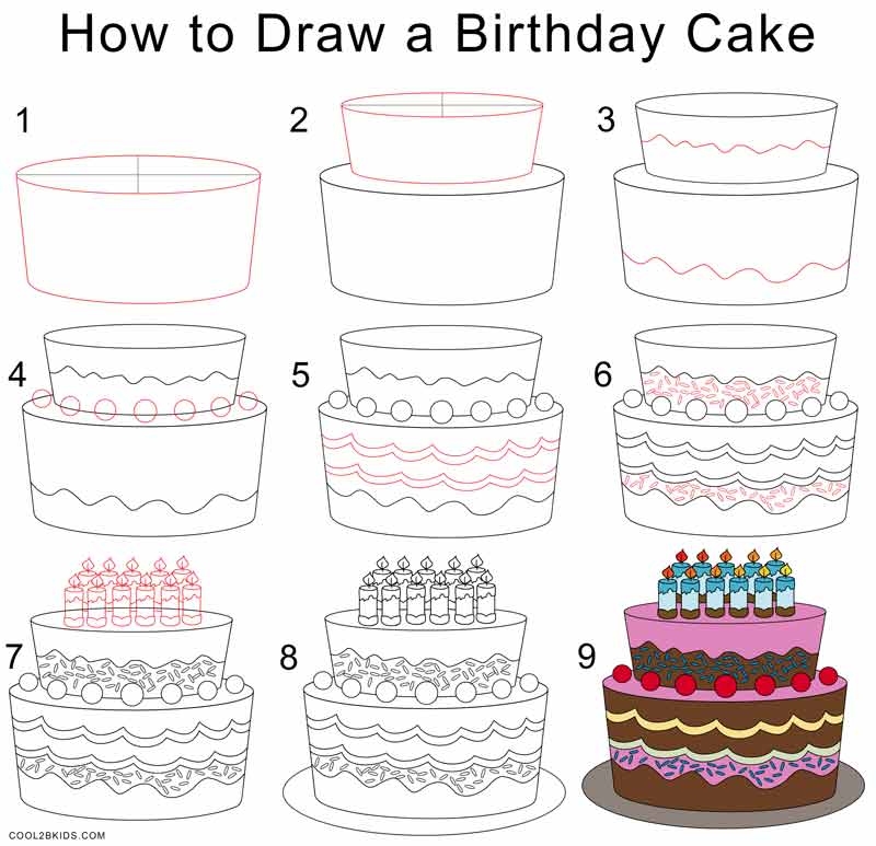 800x773 How To Draw A Birthday Cake How To Draw A Birthday Cake Step Step