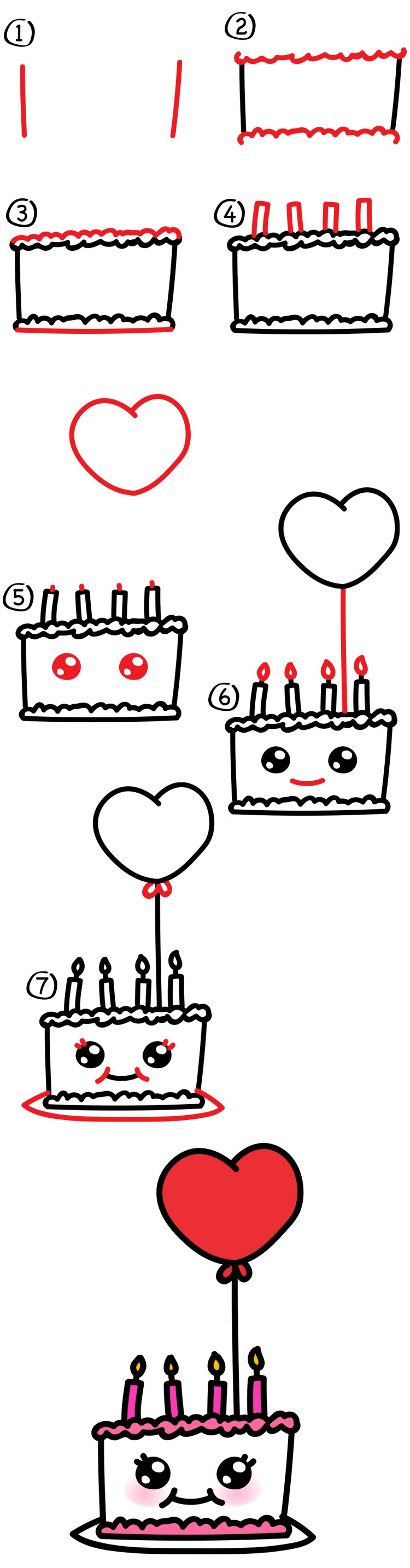 750x2870 How To Draw A Cute Birthday Cake