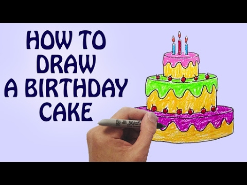 480x360 How To Draw A Birthday Cake For Kids Step By Step Drawing