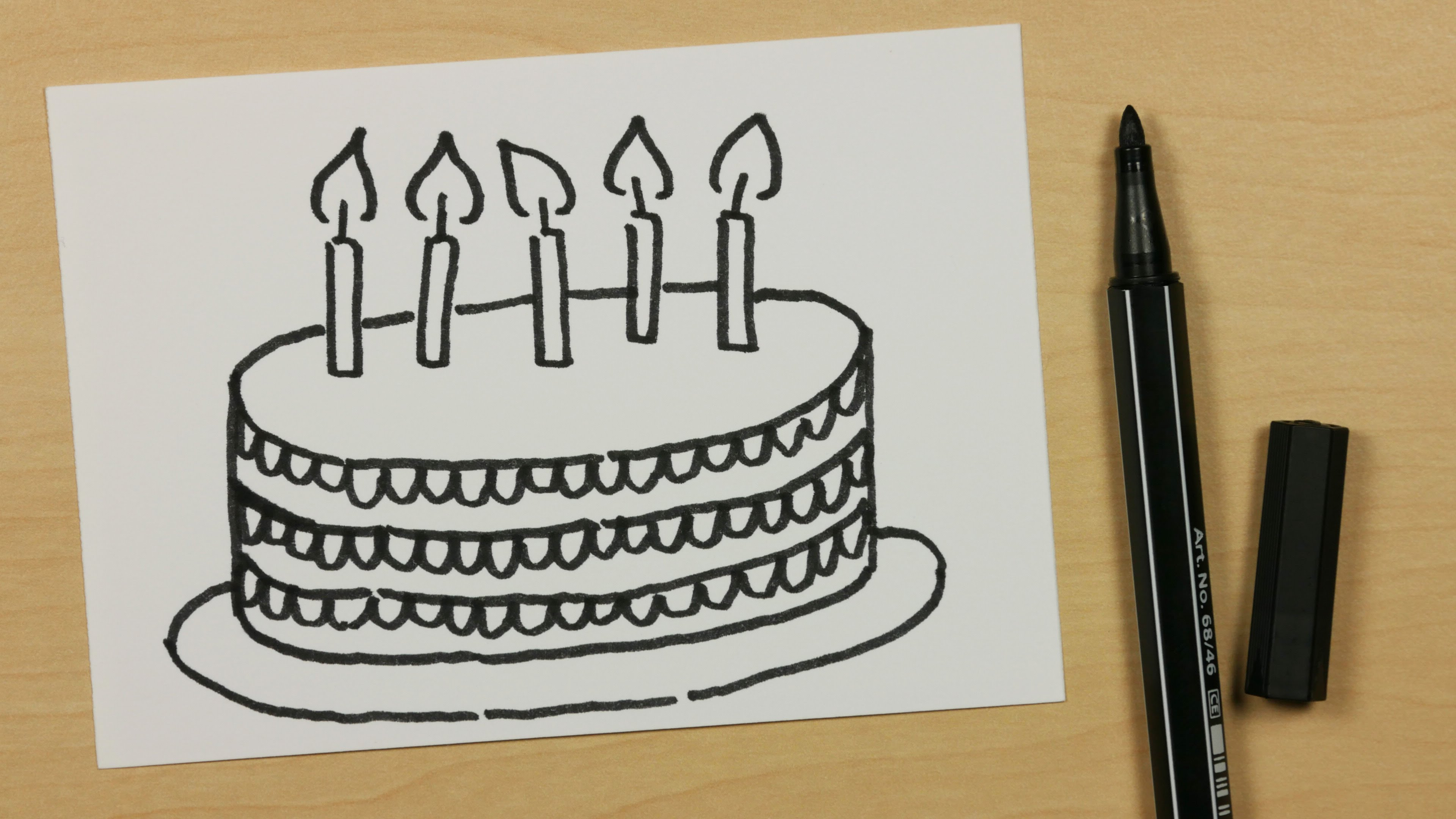 Birthday Cake Drawing Realistic Cupcake In Black and White Cupcake
