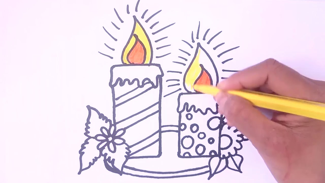 1280x720 How To Draw Birthday Candle Coloring Pages Step By Step For Kids
