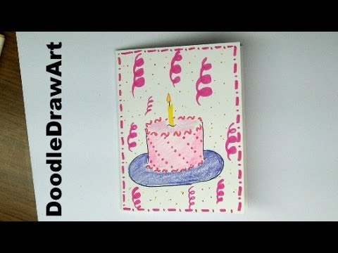 480x360 Drawing How To Make A Birthday Card With A Cake On It! Easy!