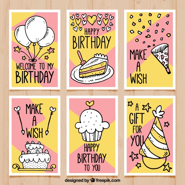 626x626 Birthday Cards With Drawings Vector Free Download