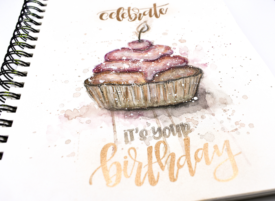 950x693 Watercolor Birthday Cupcake Mixed Media Art Tutorials