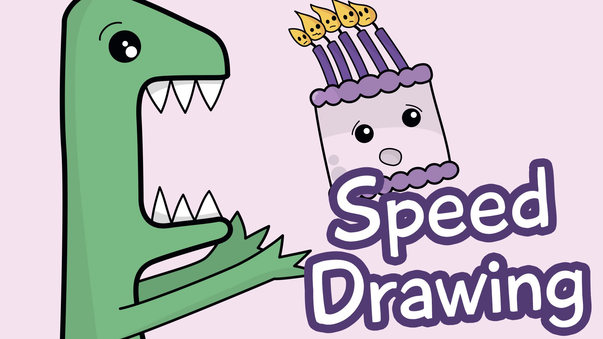 1920x1080 Speed Drawing How To Draw A Dinosaur Cute Birthday Card!