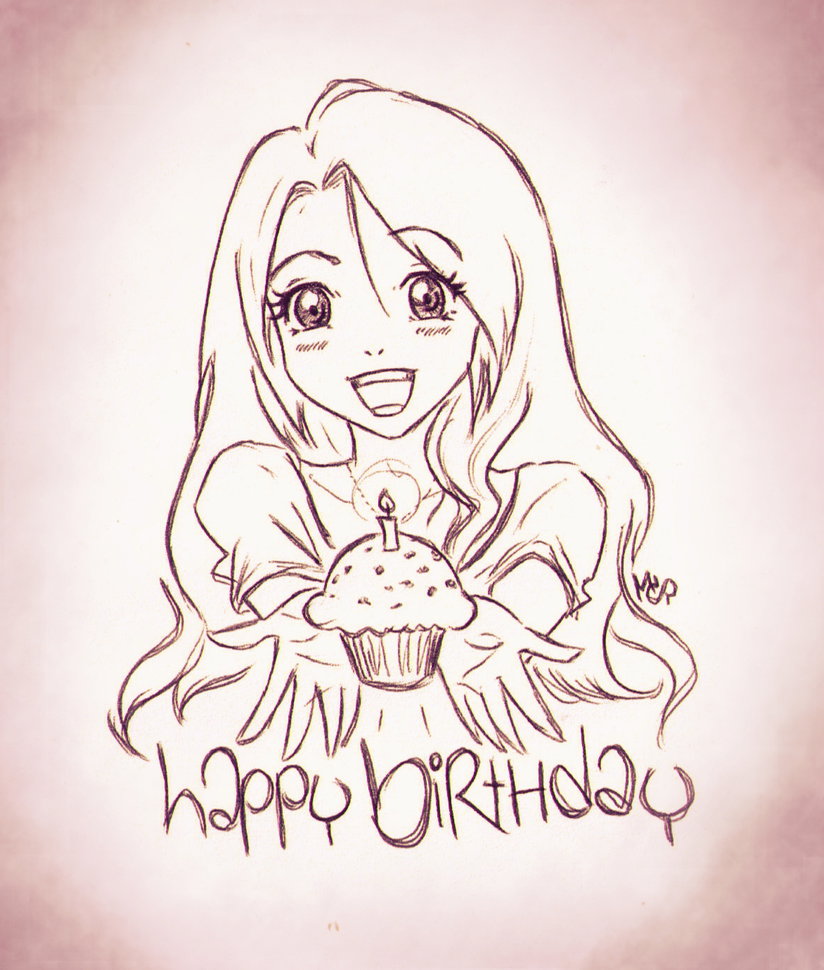 824x970 Birthday Anime Girl Doodle By Ladyinsilver