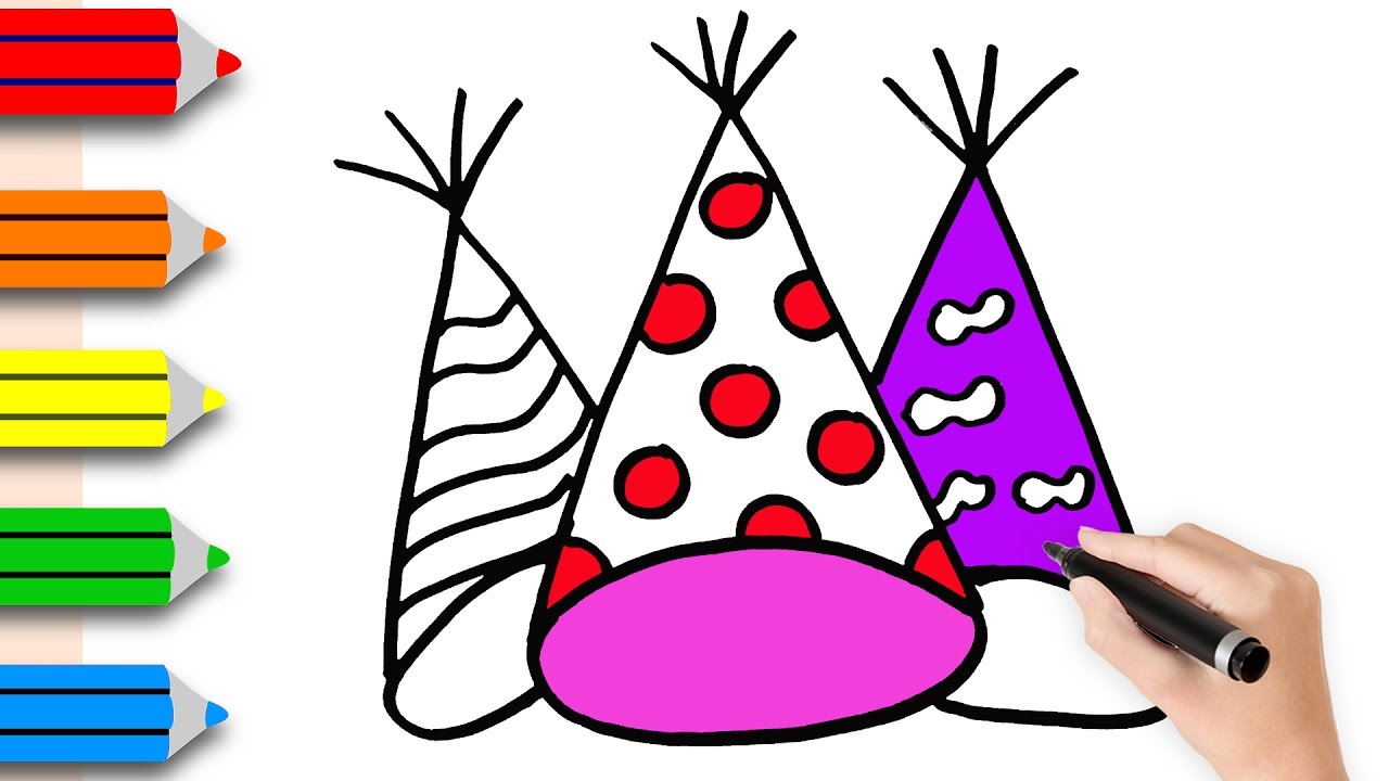 1280x720 Coloring Pages Birthday Hat