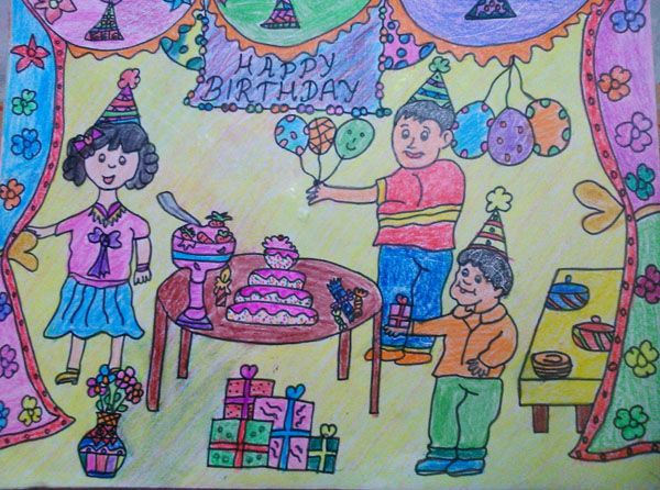 600x446 Birthday Party Crayon Drawings Crayon Drawings
