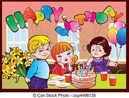 450x343 Happy Birthday Party. Good Childhood. Vector Clipart Vector