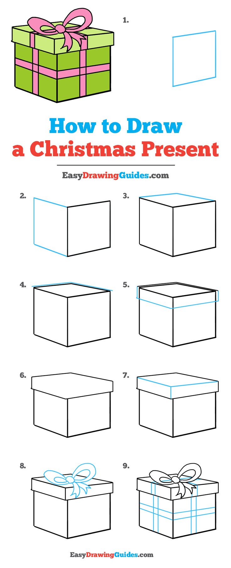 736x1807 How To Draw A Christmas Present