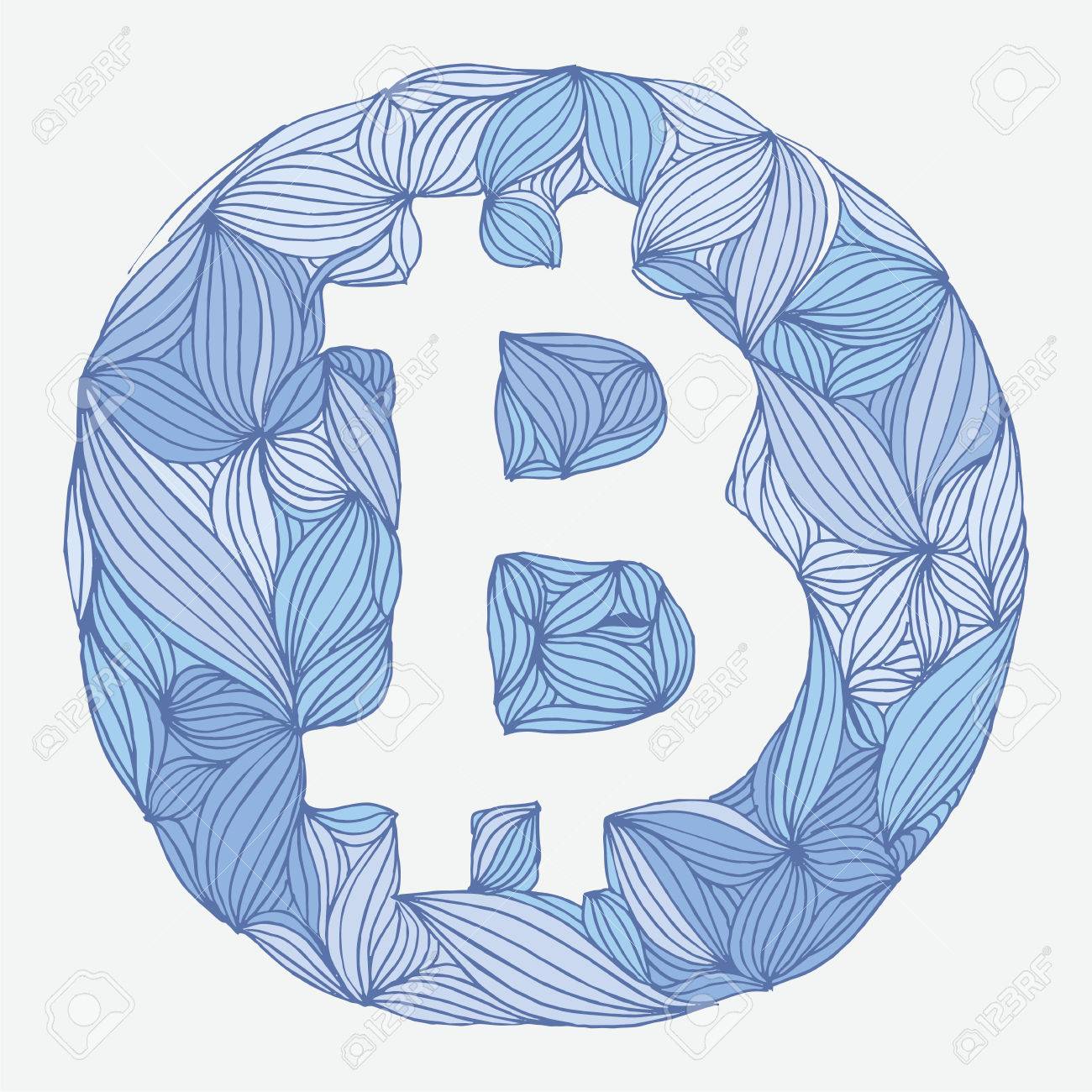 1300x1300 Vector Decorative Hand Drawing Bitcoin Symbol. Cryptography
