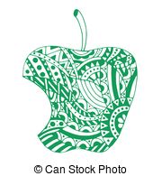 180x195 Noodle Drawing Green Bitten Apple Vector Clipart