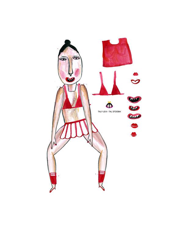 570x760 Paper Art Doll, Diy Paper Doll, Weird Gift Art, Unusual Gift