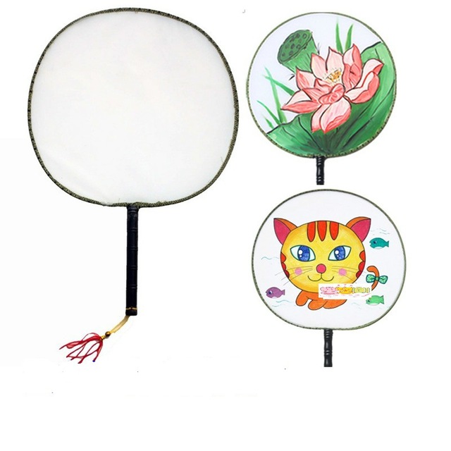 640x640 Diy Sketchers Chinese Art Round Fan Baby Blank Drawing Silk Fans