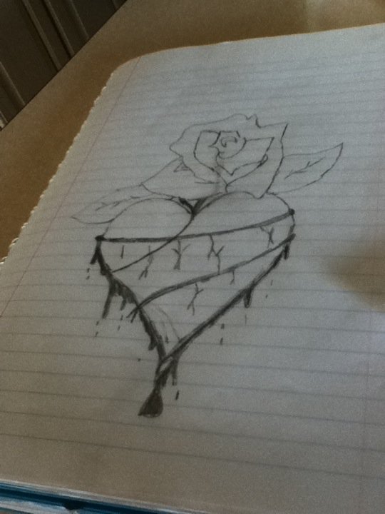 540x720 Heart And Bleeding Rose By Bloodonmyhands25