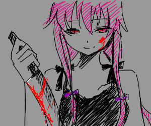 300x250 Anime Girl With Bloody Knife Kills For Love