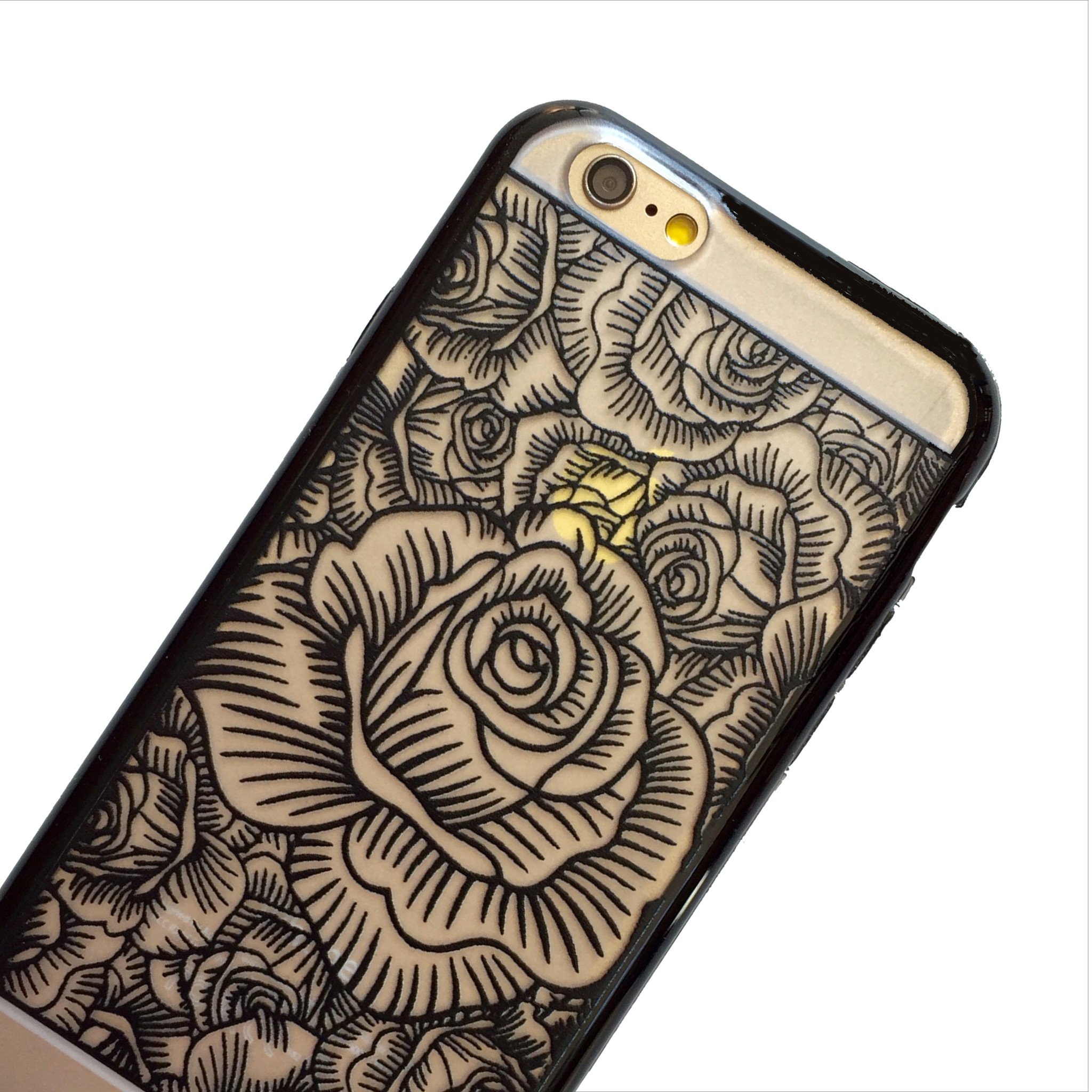 2048x2048 Black Blooming Roses Phone Case Mahalocases
