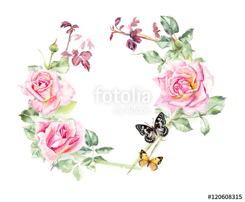 500x413 Circle Frame From Roses. Wedding Drawings. Greeting Cards. Roses