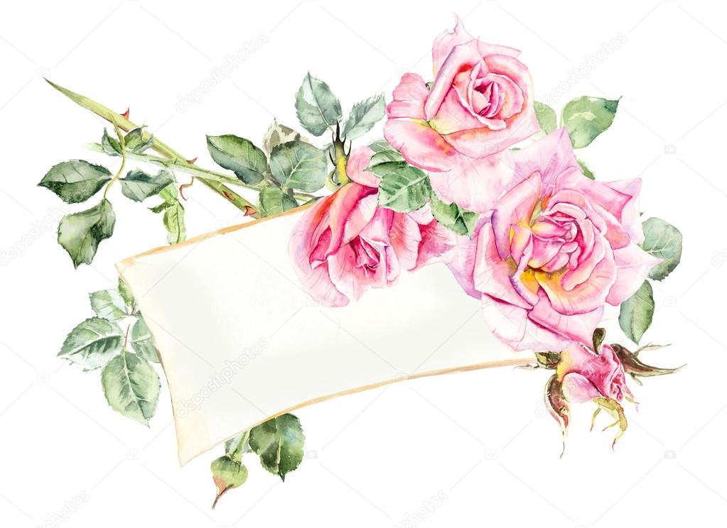 1023x744 Frame From Roses. Wedding Drawings. Stock Photo Budogosh