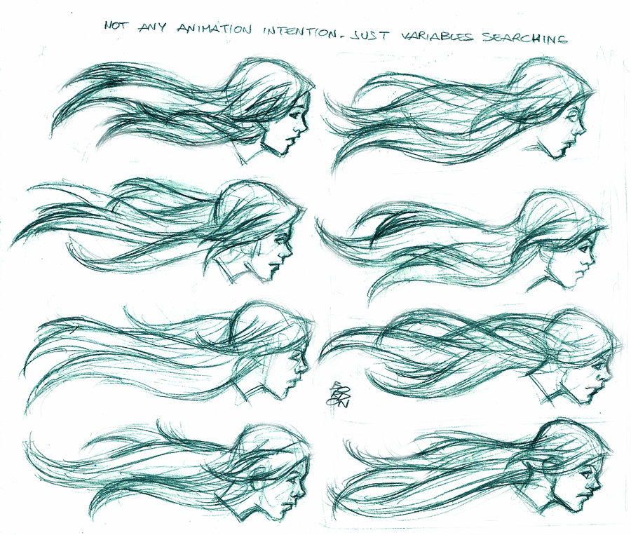 900x763 Wind Blowing Long Hair Rough Studies By Bordon