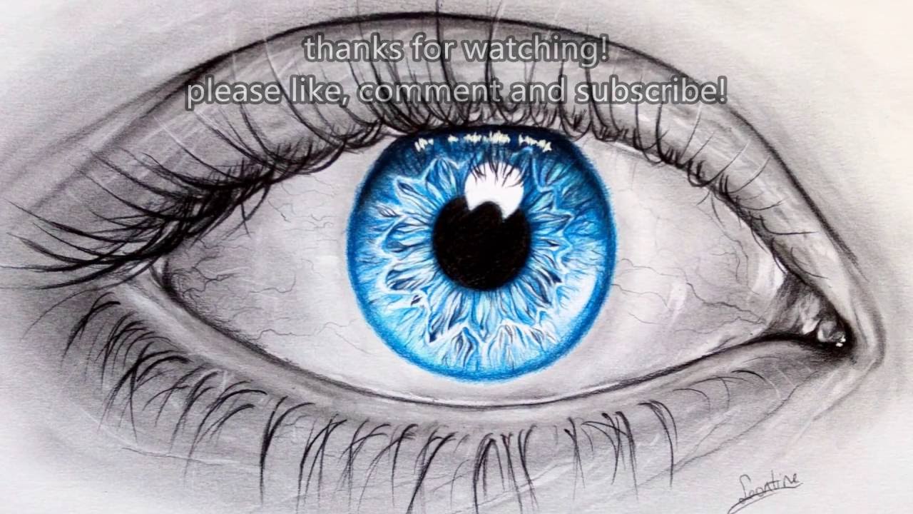 1280x720 Drawing A Realistic Blue Eye(Mixed Media) Leontine Van Vliet