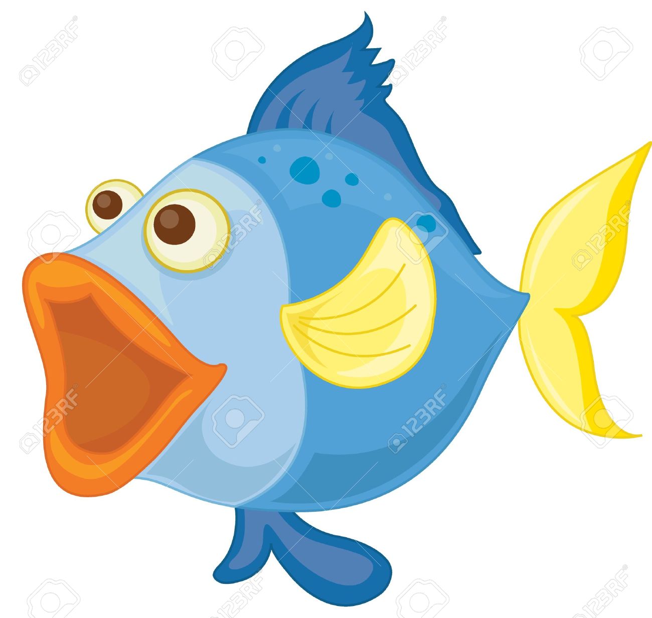 1300x1233 Illustration Of A Blue Fish On A White Background Royalty Free
