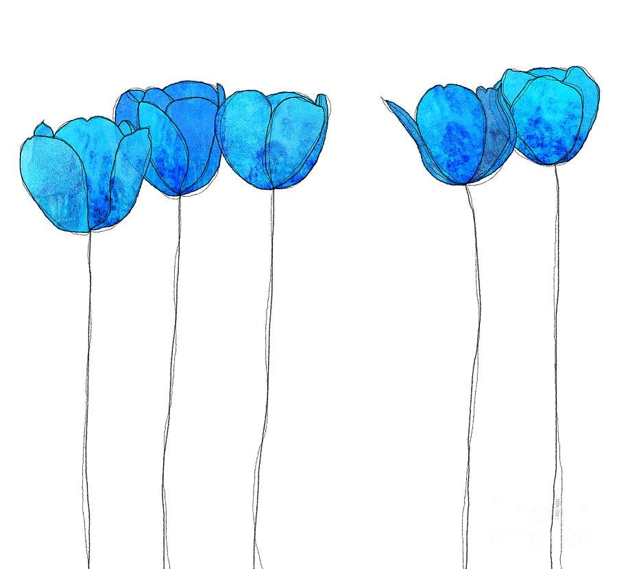 900x830 Blue Flowers Digital Art By J Ripley Fagence