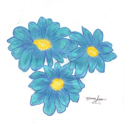 400x400 Pencil Drawings Of Flowers Blue Colored Pencil Flowers Drawing
