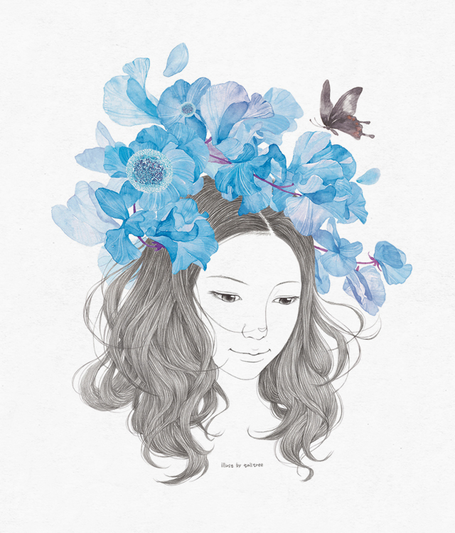 640x750 Blue Flower Drawing Talltree Drawing Illustrations