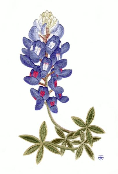 407x600 Blue Bonnet Flower Needle Painting Embroidery Flowers