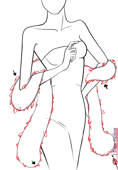 450x650 How To Draw A Feather Boa In Fashion Sketches Step By Step 5