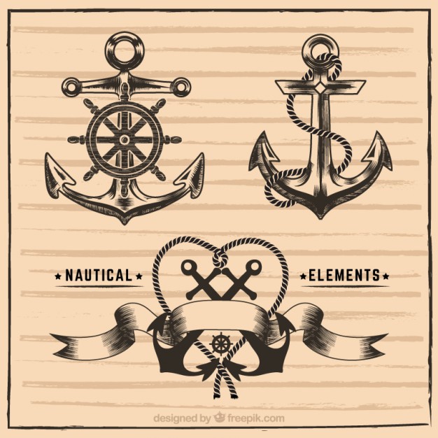 626x626 Hand Drawn Nautical Elements Vector Free Download
