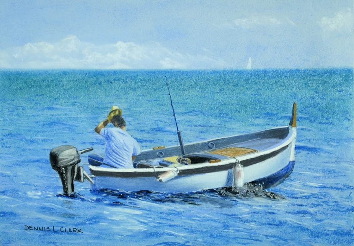 1199x834 How To Draw A Fisherman In A Boat In Pastel Online Art Lessons