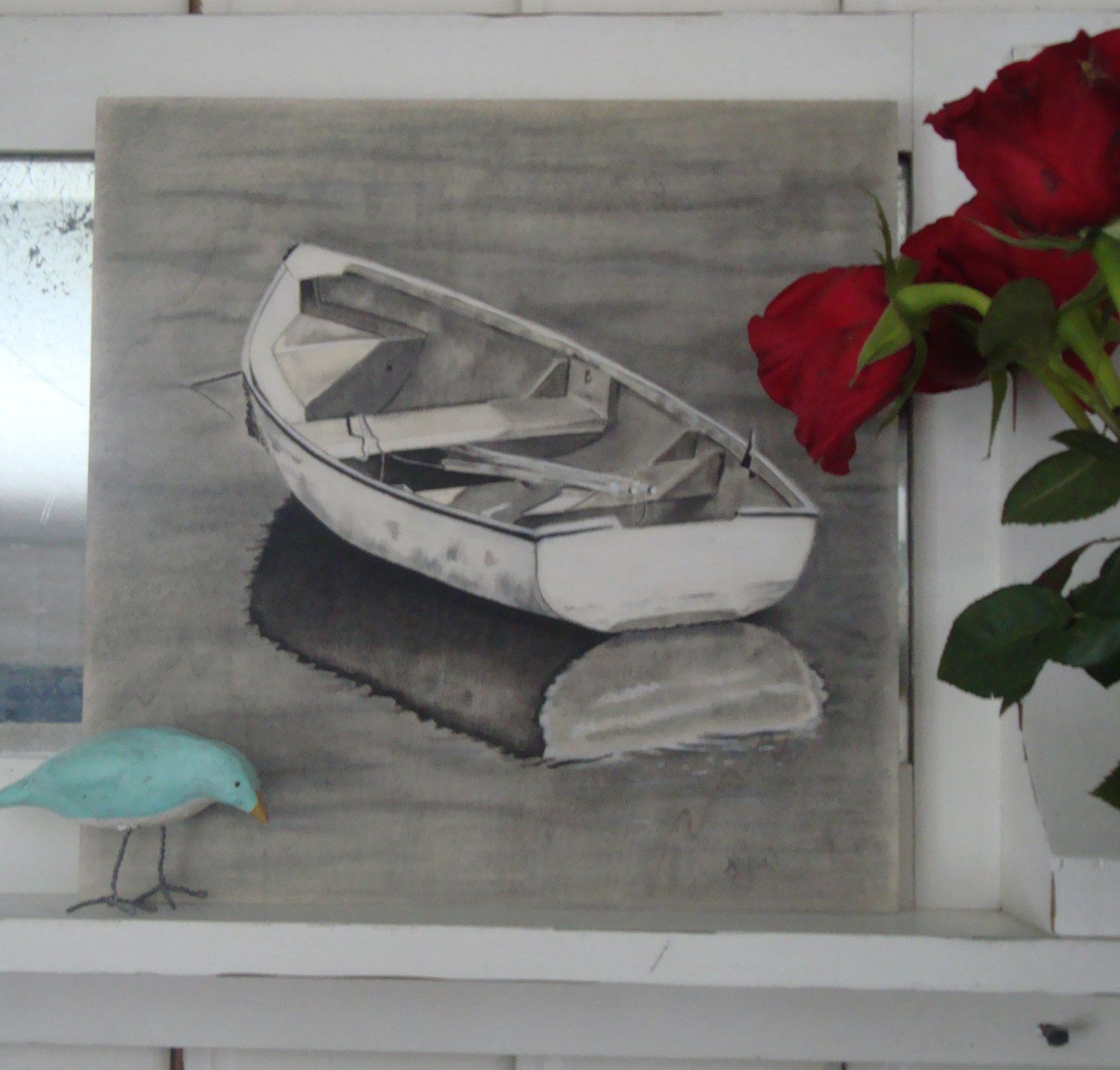 1500x1433 Drawing Rowboat Pastel Charcoal Pastel Water Boat Wood Boat