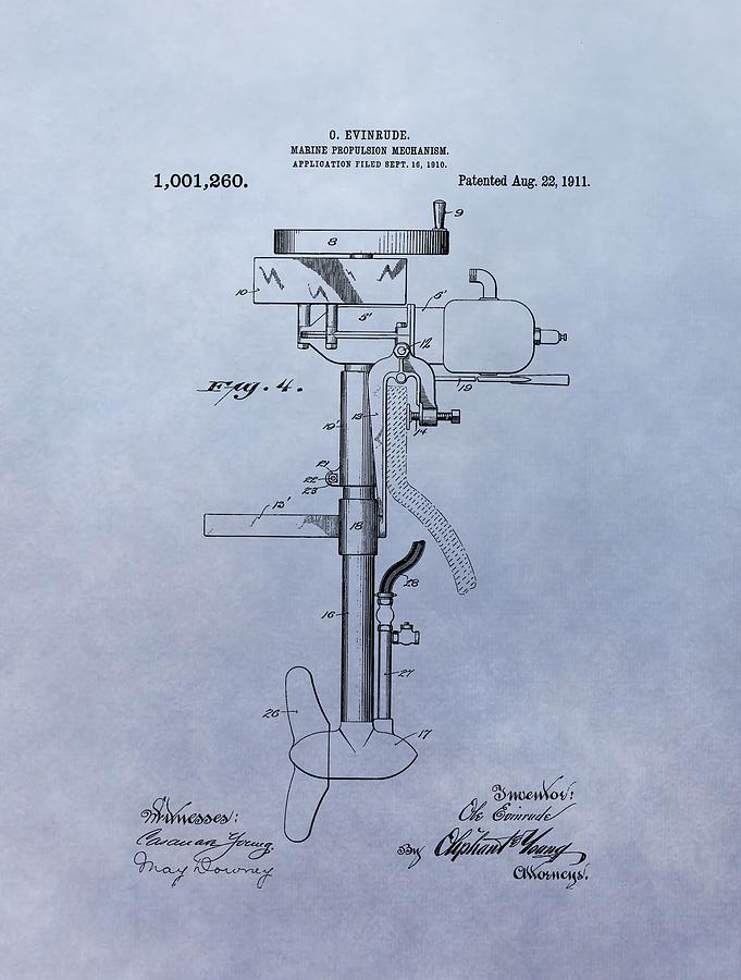 681x900 Boat Propeller Patent Drawing 1911 Drawing By Dan Sproul