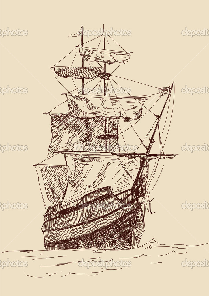724x1023 Old Time Sailing Ship Clip Art Vintage Old Ships Illustration