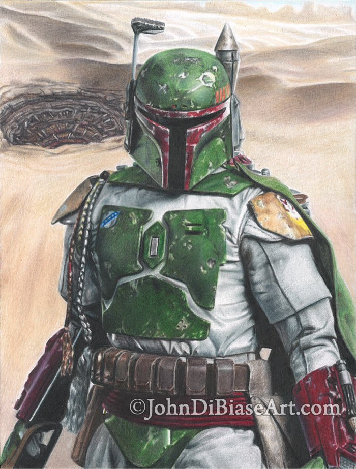 700x923 Boba Fett Colored Pencil Drawing
