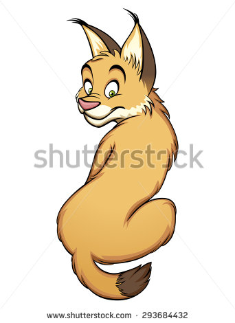 342x470 Cartoon Bobcat Lynx Cute Kitten Cat Vector Illustration Drawing