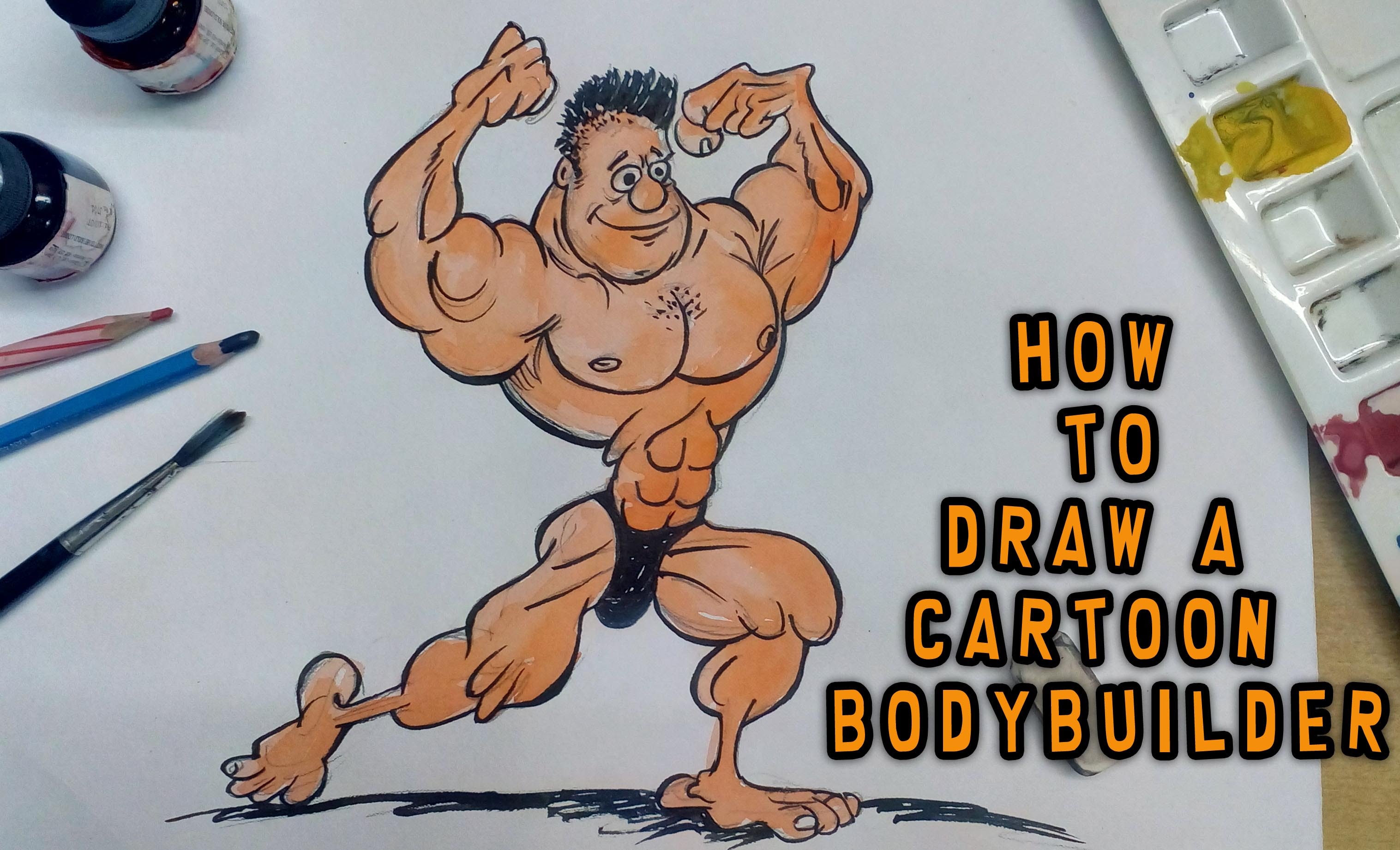 3033x1842 How To Draw A Cartoon Bodybuilder