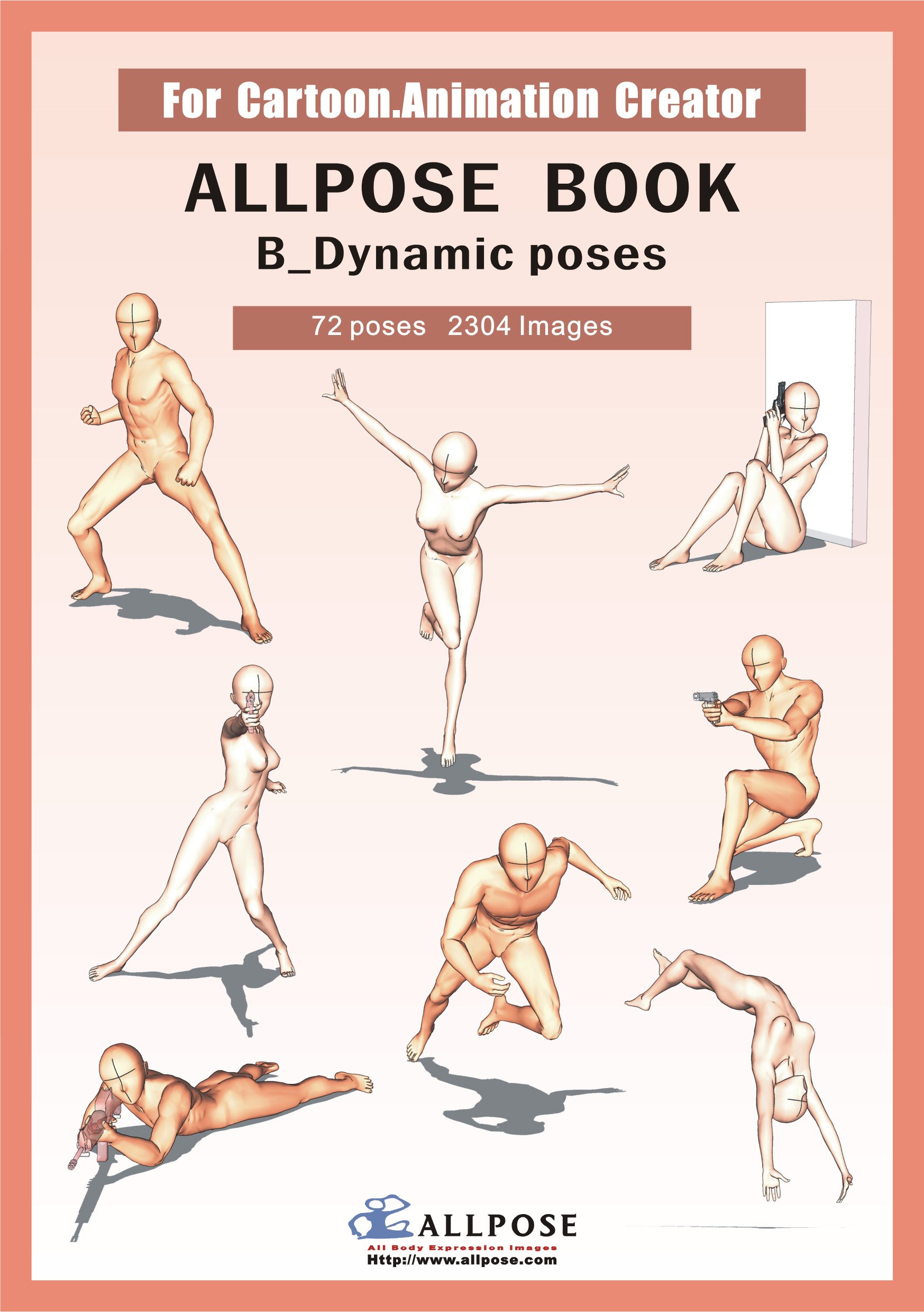 1747x2479 Allpose Book] B Dynamic Poses (For Comic, Cartoon, Manga, Anime