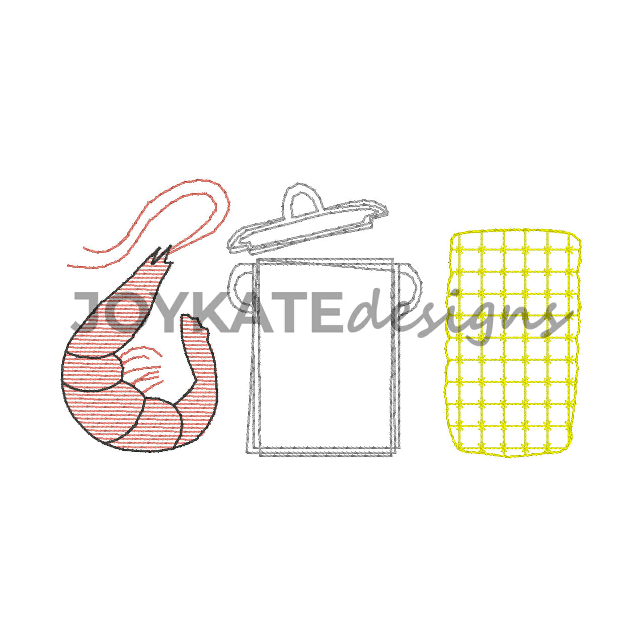 1254x1254 Shrimp Boil Trio Bean Stitch And Light Fill Embroidery Design