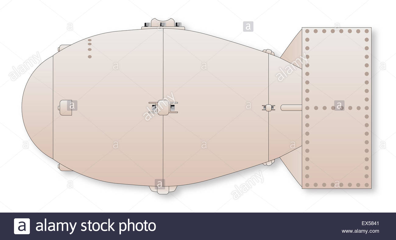 1300x787 Drawing Of The Atomic Bomb Code Named Fat Man Stock Photo