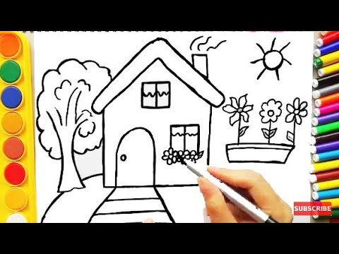 480x360 Drawing House Learning Colors And Coloring Pages A Dog