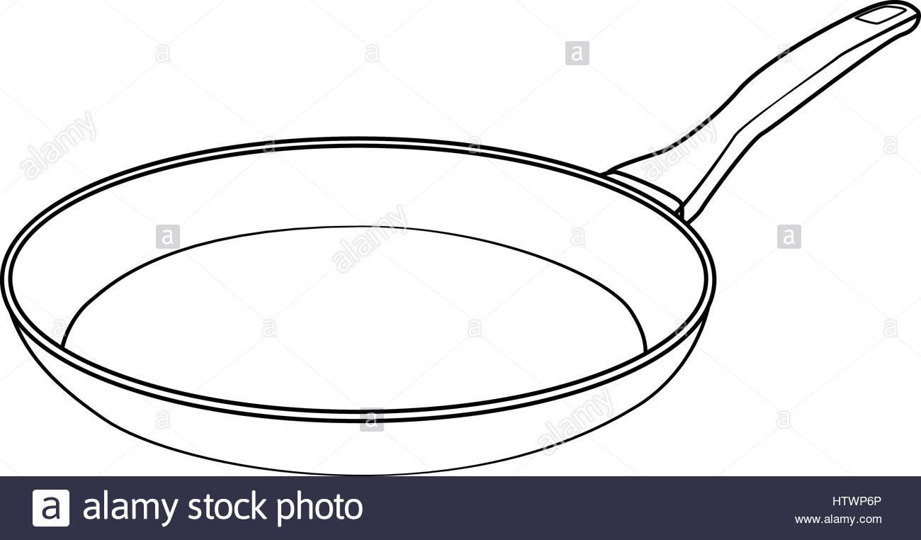 1300x762 Illustration Of Isolated Frying Pan Cartoon Drawing. Vector Eps 8