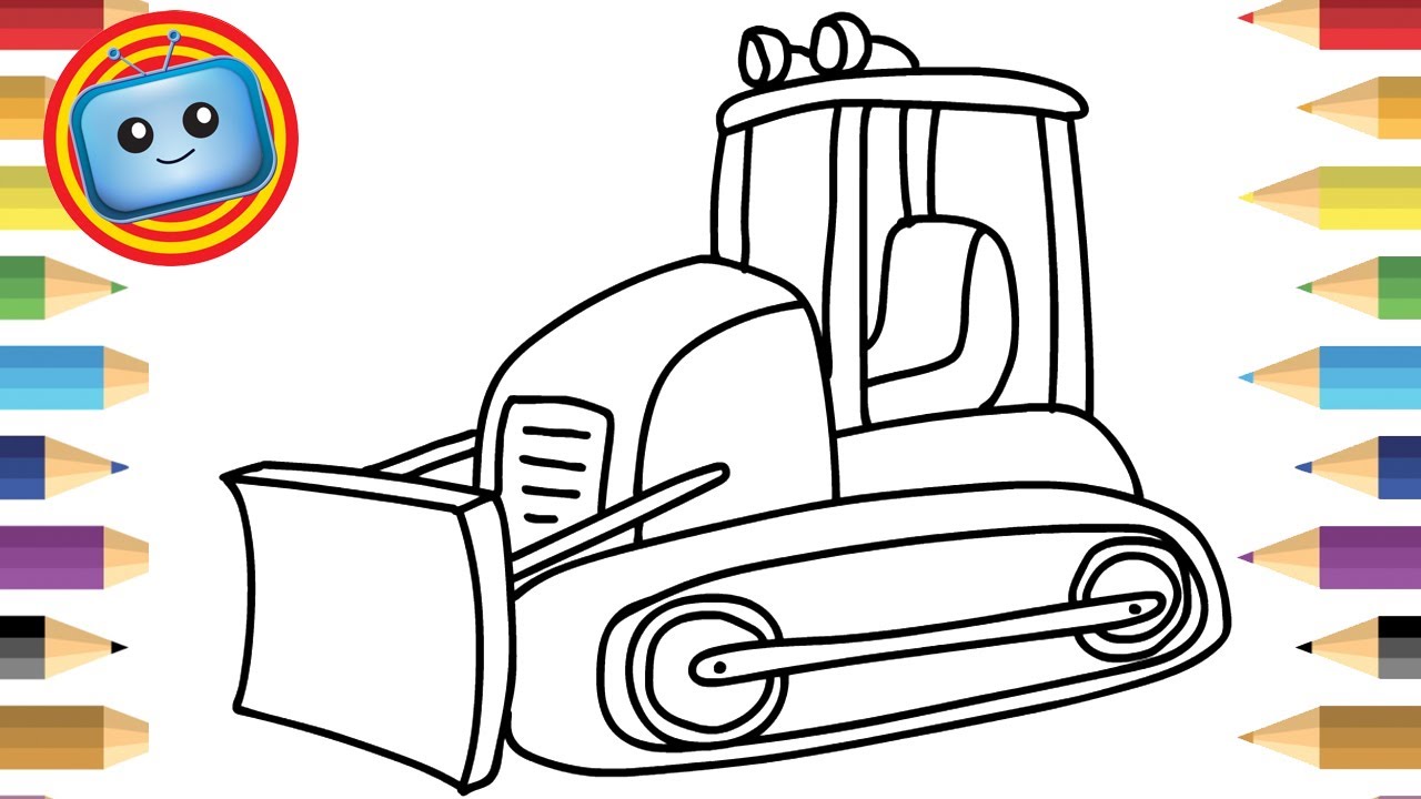 1280x720 How To Draw A Bulldozer Colouring Book Simple Drawing Game