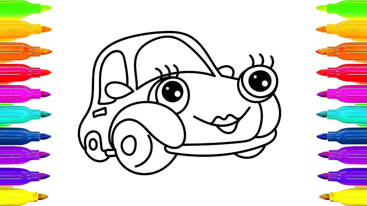 1280x720 How To Draw Car Coloring Book For Kids Drawing And Learning