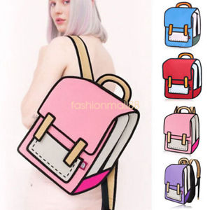 300x300 3d Jump Style 2d Drawing Cartoon Paper Bag Comic Backpack