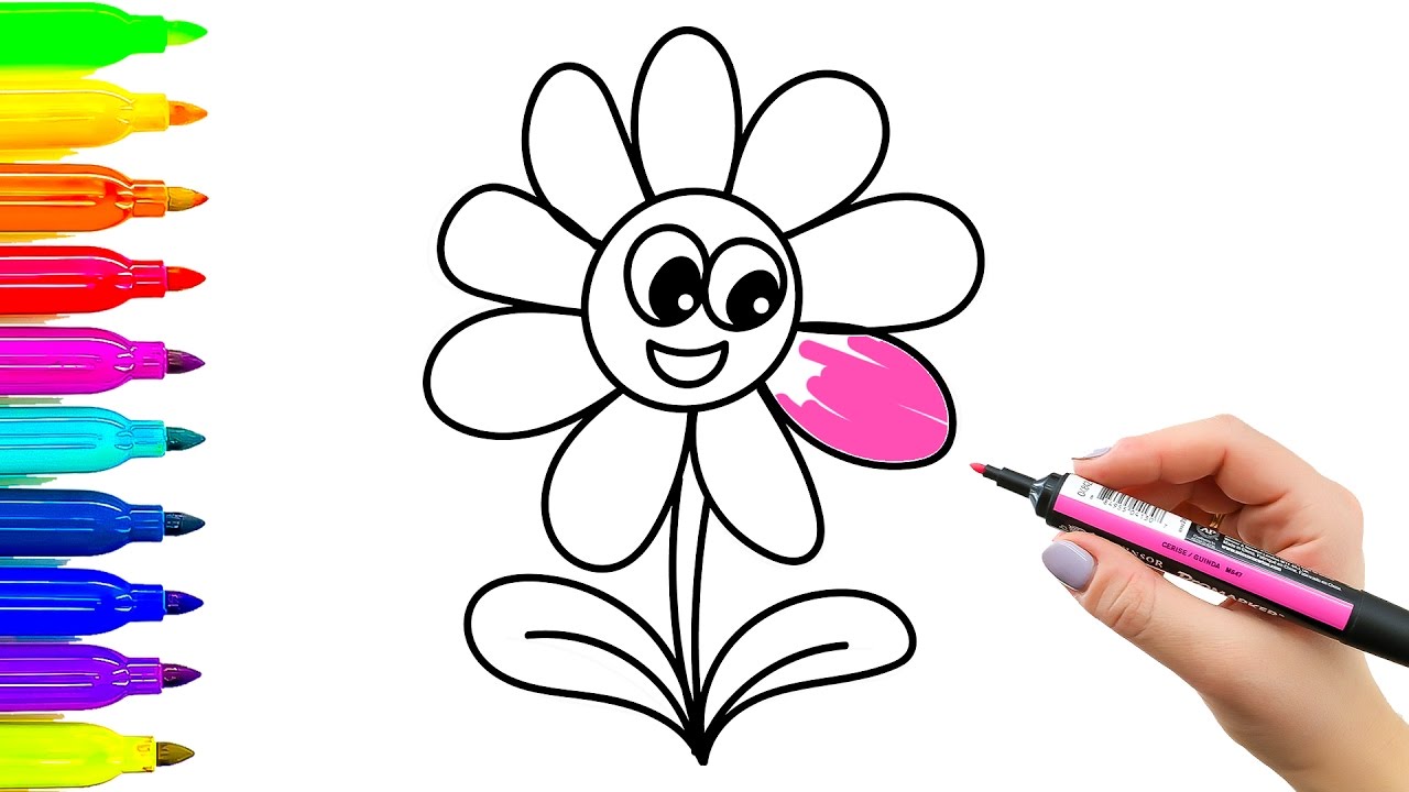 1280x720 How To Draw Funny Flower Simple Examples Of Painting For Kids