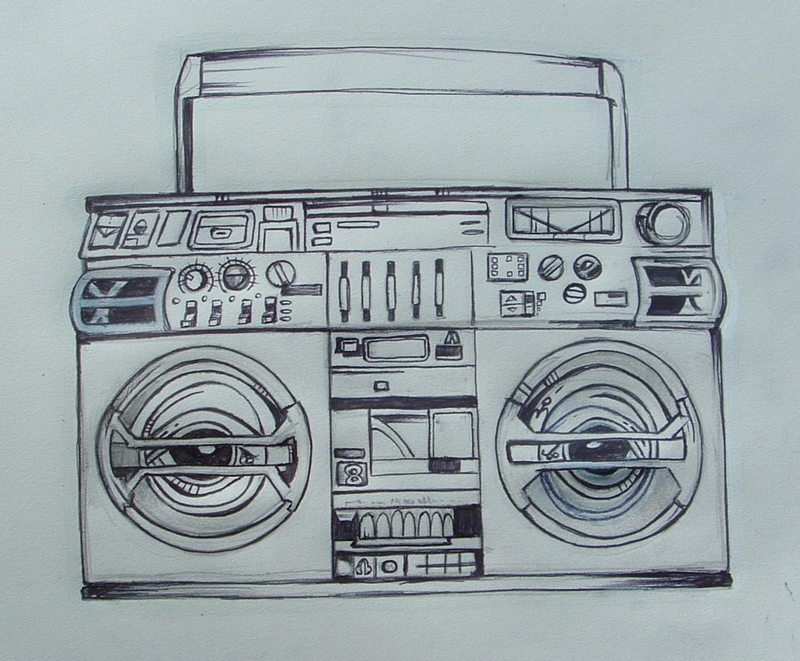 900x744 Boombox Tattoo Design By Crazyredbeard